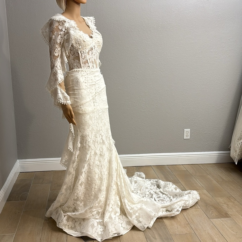Isabella Talya Wedding Dress Boho size 2 to 4 long sleeves lace - Picture 10 of 16